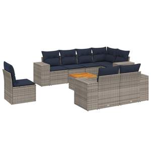 Juego de sofás de jardín de ratán sintético gris de 9 piezas con cojines - Product Image 2