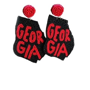 Geor GIA วันเกมลูกปัด/ต่างหูอะคริลิค-G ตัวอักษรสีแดงต่างหูลูกปัด/อะคริลิคสีแดงจากอินเดียทำด้วยมือ - Product Image 1