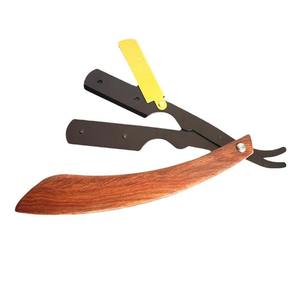 Wood Handle Straight <b>Razor</b> Stainless Steel Blade Single Blade For Face Shaving Smooth & Comfortable Professional - Product Image 3