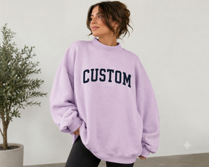 Sudadera Oversize de Cuello Redondo para Mujer, Manga Larga, Color Sólido, Tejida, con Estampado de Letras Personalizado, Ropa Casual de Otoño - Product Image 1