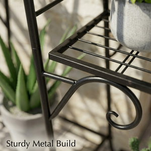 Support à plantes moderne en fer à plusieurs niveaux |   6 porte-pots thermolaqués |   Support de plantes en métal pour l'intérieur et l'extérieur, décoration de jardin et de maison, vente en gros - Product Image 4