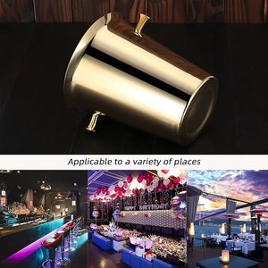 Cubo enfriador de vino de acero inoxidable con acabado dorado OEM, 5L, con soporte y asas, para champán, hielo, hotel, restaurante, fiestas - Product Image 3