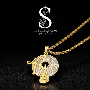 Colliers pendentifs Hip Hop de luxe en argent sterling 925 avec lettres capitales tendance en moissanite pour hommes et femmes - Product Image 1