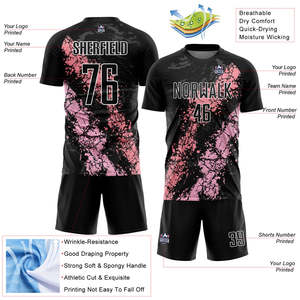 ชุดเสื้อฟุตบอลสีแดงลายซิกแซกแบบกำหนดเอง ชุดยูนิฟอร์มฟุตบอลชายแบบระบายอากาศพร้อมลายเชฟรอน ชุดฝึกซ้อมทีมแบบสั่งทำพิเศษ OEM - Product Image 5