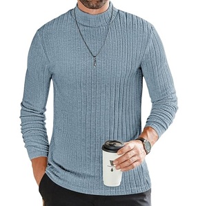 Mock Neck Plain Blank Knit Slim Fit <b>Sweater</b> Jacquard Thermal Knit <b>Sweater</b> Sweatshirts Blank Maroon Color Sweatshirts Breathable - Product Image 2