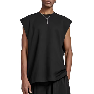 Custom <b>Mens</b> Cotton Spandex Breathable Eco-Friendly Oversized tank <b>Top</b> Raw Edge Streetwear Heavyweight Loose <b>Cropped</b> Boxy - Product Image 1