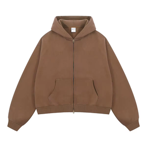 Sudadera con capucha de forro polar de poliéster grueso, ecológica, promocional, de talla grande, corte regular, con cremallera, personalizada, al por mayor para invierno - Product Image 4