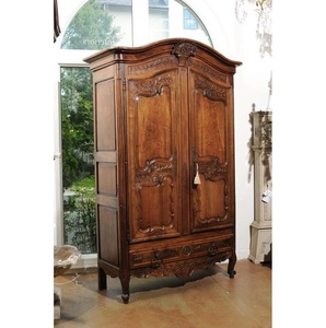 Luxury Handcrafted Solid Wood 2 Door <b>Wardrobe</b> Ornate French Floral Carving Antique Armoire - Product Image 1