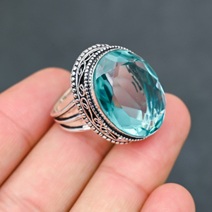 Magnifique bague tendance en topaze bleue, en argent sterling 925 massif, bijoux faits à la main, vente en gros directe usine - Product Image 3