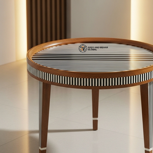 Luxury Handcrafted Meenakari Wooden Accent <b>Table</b> Vibrant Peacock & Floral Inlay <b>Stool</b> Premium Leg Pedestal <b>with</b> Gold Accents - Product Image 6