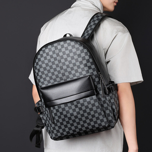 Mochila de Negocios de PU con Patrón de Rejilla de Diamantes, Diseño Unisex, Capacidad de 20-35L, Cierre Impermeable, Poliéster, para Computadora - Product Image 5