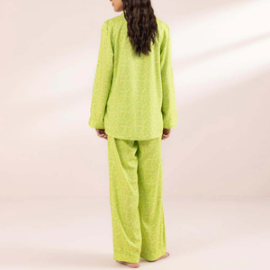 Women's Floral Print Breathable Jersey Pajama Set with Elastic Waist Long Sleeves for Spring Summer in Polyester/Cotton - Product Image 6
