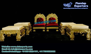 Ensemble de chaises de mariage en bois massif de qualité supérieure pour la décoration de Mandap – Prix de gros - Product Image 3