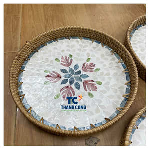 Plateau en nacre, fabrication artisanale, aspect haut de gamme, bleu, Vietnam, directement de l'usine. - Product Image 1