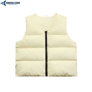 Gilet matelassé en laine écologique style streetwear, col montant, fermeture éclair frontale, motif uni brodé, coupe-vent, anti-UV - Product Image 4