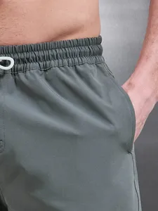 Shorts de Baño para Hombre de Color Sólido con Bolsillos, Cierre con Cordón, Secado Rápido, Tejido de Poliéster, Shorts Casuales de Playa - Product Image 4