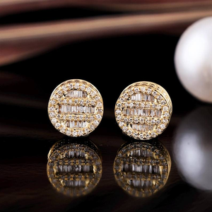 Pendientes de Plata 925 con Moissanita de Lujo, Corte Redondo y Baguette, Tono Dorado, Brillantes y Elegantes, Regalo de Joyería para Mujer - Product Image 6