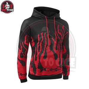 Sudadera con Capucha Personalizada con Estampado de Llamas por Sublimación Completa, OEM, de Alta Calidad, para Hombre, Negra y Roja, con Bolsillos, Estilo Urbano, para Otoño - Product Image 3
