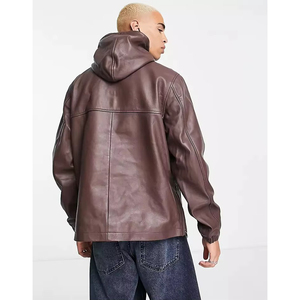 Veste à capuche en cuir de haute qualité, fournisseur OEM, faible MOQ, veste à capuche en cuir de qualité supérieure, confortable, vente en gros - Product Image 3