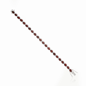 Handmade <b>Solid</b> 925 Sterling <b>Silver</b> 100% Authentic Oval Cut Garnet January Birthstone Tennis <b>Bracelet</b> For Women's - Product Image 5