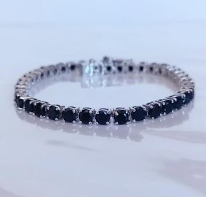 Black Onyx Tennis Bracelet Sterling <b>Silver</b> White Gold Plated Luxury Gemstone Women's Wedding & Anniversary Gift Jewelry - Product Image 2