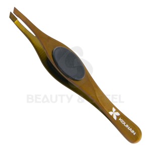 Expert Slanted Edge Tweezer Set for Shaping Brows and Ingrown Hair Removal with Easy Control <b>Silicone</b> Thumb Pads - Product Image 1