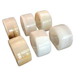 SAMI HANDICRAFTS ชุดแหวนรองผ้าเช็ดปากลายหินอ่อนสีเบจ 4 ชิ้น ธีมโรแมนติก วัสดุ MOP ของตกแต่งที่ทนทานสำหรับงานสังสรรค์ในครอบครัว/งานปาร์ตี้ - Product Image 3