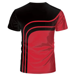 T-shirt sportif à manches courtes pour homme, motif uni, séchage rapide, respirant, coupe classique, rouge, noir, blanc, imprimé numérique, tricoté - Product Image 4