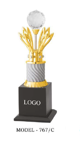 metal Trophy With Flower Design Gold Base And Gray Column Model 767 For Sports And <b>Games</b> - Product Image 6