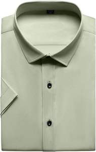 Premium Custom Eco-Friendly <b>Half</b> Sleeve <b>Button</b> Collar Dress <b>Shirt</b> Men's Breathable Poplin Office Business Uniform Embroidery - Product Image 5