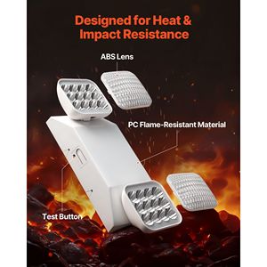 Set di 4 Lampade LED Commerciali per Uscite di Emergenza, IP65, Materiale PC, AC 120/277V, 5W, con Batteria di Backup per Attività Commerciali - Product Image 6