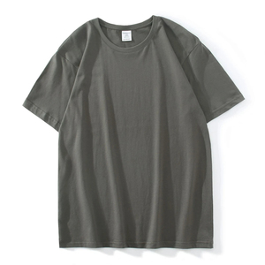 Men's Oversized Solid Purple Short Sleeve O-Neck T-Shirt Casual Knitted Cotton Jersey Fit Regular Length Plain Dyed Style - Product Image 2