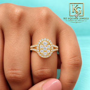 Anillo de Diamantes Redondos Brillantes, Elegante y Lujoso, Joyería Nupcial Clásica, Diseño de Joyería para Boda y Compromiso - Product Image 5