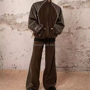 High Quality <b>Nylon</b> Waterproof Windbreaker Oversized Tracksuit for Men Custom Embroidery Logo Lightweight Blank Contrast <b>Fabric</b> - Product Image 3