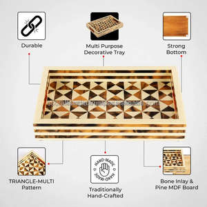 Bandeja con incrustaciones de resina de diseño único Bandeja artesanal para organizar eventos o embellecer cualquier habitación disponible a granel - Product Image 6