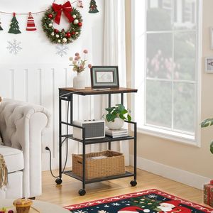 Industrial 3-Tier <b>Printer</b> Stand Rolling Storage Cart with Power Outlets and 2 <b>USB</b> Ports Easy-to-Move <b>Printer</b> Table on Wheels - Product Image 5