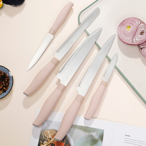 Nuevo juego de cuchillos de cocina rosas elegantes PP + TPR mango 5 uds hoja de acero inoxidable cuchillos de cocina multifuncionales para pelar frutas - Product Image 4