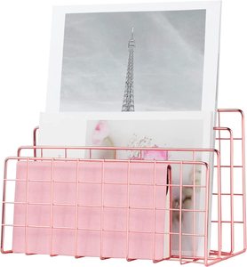 Minimalist Metal <b>Desk</b> Organizer Storage Rack Rose Gold Rectangle Freestanding Office Organizer for Neatening Documents - Product Image 6