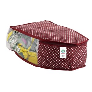 Protège-vêtements JaipurCrafts – Ensemble de 3 housses de chemisier matelassées en coton à pois, anti-poussière, trois couches, pour armoire, couleur bordeaux - Product Image 4