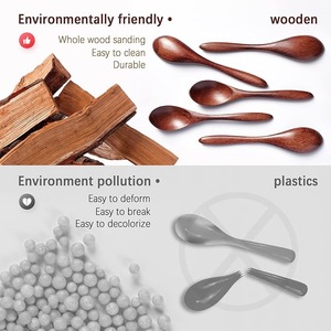 Cucharas de Madera Ecológicas de Diseño Moderno con Mango Largo para Mezclar, Hornear, Servir Té, Miel y Café - Product Image 4