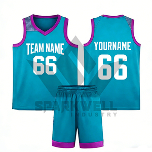 Conjunto de camiseta de baloncesto personalizada para adultos, cuello en V rojo, sin mangas, 100% poliéster, sublimada, que absorbe la humedad, nombre del equipo 66 - Product Image 4