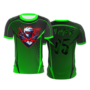 Maillot d'e-sport unisexe personnalisé noir et turquoise, impression par sublimation, séchage rapide, 100 % polyester, col rond, tenue d'équipe - Product Image 5