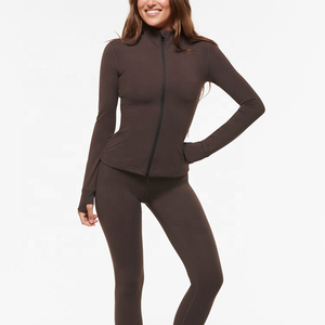 Fashion Design Custom Breathable Lightweight Plus Size Two Way Zip <b>Yoga</b> <b>Jacket</b> for Women Stretchy Gym Workout - Product Image 4