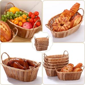 Bandeja Redonda de Ratán Hecha a Mano para Frutas, Cesta de Mimbre Natural para Servir Pan, Plato Decorativo Ecológico para Aperitivos, para la Mesa de Comedor de la Cocina - Product Image 5