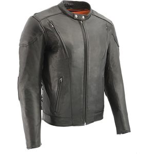 Chaqueta de Cuero para Hombre 2025, Modelo SH1010 'Scooter', Negra, Ventilada, para Motociclismo y Automovilismo, con Cordones Laterales - Product Image 4