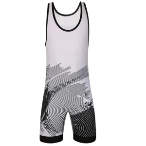 Débardeur de lutte géométrique blanc pour homme, sans manches, ajusté, en polyester anti-humidité, toutes saisons, taille élastique - Product Image 2