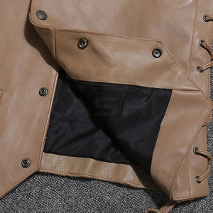 Chaleco de Cuero Genuino para Hombre, con Cierre de Botones y Cordones, Corte Regular, Relleno de Poliéster, Cálido, para Invierno, con Logotipo Personalizado - Product Image 2