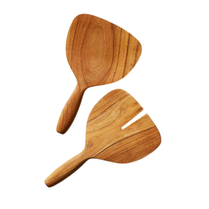 Handmade Sustainable Mango Wood Salad Server Set With Elegant Gold Tipped Handles Eco-Friendly Wooden Salad <b>Tongs</b> For Tossing - Product Image 2