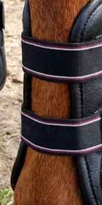 Protège-genoux équestres en cuir noir pour chevaux, réglables, antichoc, pour l'entraînement et le soutien des jambes - Product Image 5