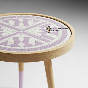 Handcrafted Meena <b>Stool</b> – <b>Round</b> Wooden Meenakari Design Accent <b>Stool</b> with Decorative Top for Living Room & Bedroom - Product Image 2